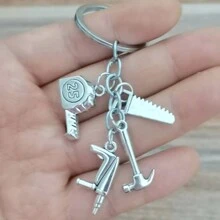 Minimalist Sawtooth Hammer Design Pendant Keychain For Daily Decoration - Silver - View 1