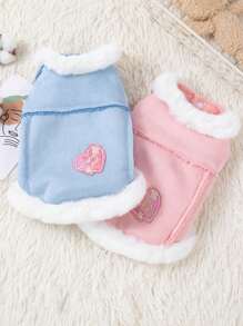 1 件冬季宠物背心，适合小型、迷你和玩具狗和猫 - 柔软、温暖、透气的外套，带按扣 - 藍色 - 查看 3