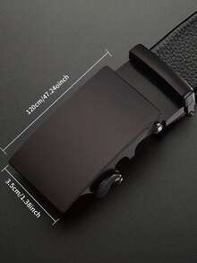 1入組男士時尚黑色自動扣PU皮腰帶適用於商業&休閒穿戴