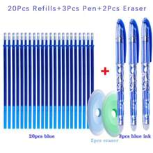 1set 25pcs Blue Friction Erasable Rollerball Pen Refills Back To School - Blue - View 11