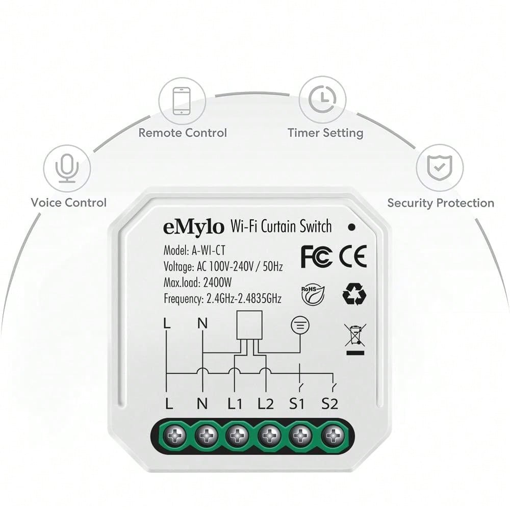 1 Pc EMylo Smart Wifi Curtain Switch AC 220V Wireless Remote Control AC