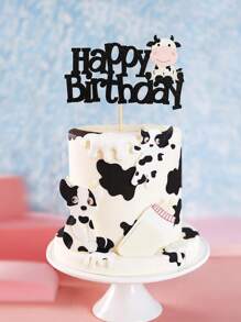1 件奶牛生日快乐蛋糕装饰生日派对蛋糕装饰品农场动物动物园主题儿童男孩女孩生日派对用品