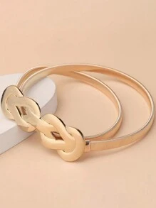 1 pieza Cadena elástica de cintura de metal para mujer, multifuncional para vestido, abrigo, suéter, jeans de verano, escuela de otoño, otoño, Halloween - Dorado - Ver 7