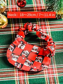nicovaer 1pc Polyester Cute Santa Claus Plaid Print Pet Drool Bib, Pet Snap Scarf For Cats & Dogs Christmas Decoration