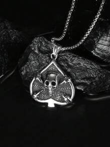 1入時尚不銹鋼項鍊男士搖滾派對珠寶禮物、庞克風格吊墜