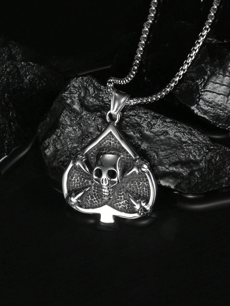 1入時尚不銹鋼項鍊男士搖滾派對珠寶禮物、庞克風格吊墜