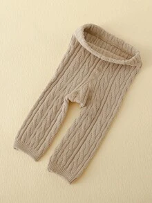 1pc Baby Knitted Woolen Warm Cropped Tights - Khaki - View 3