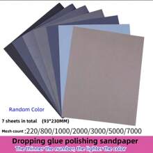 Water Sandpaper Sheet 230*93mm/9*3.8in With Sandpaper Clamp, Used For Polishing And Grinding Epoxy Resin, Silicone, Random Colors 7pcs, 220/800/1000/2000/3000/5000/7000 (7 Grits), 34pcs Ring Size Adjuster Set (Check Images For Different Options) - 7 sheets of polishing water sandpaper - View 7