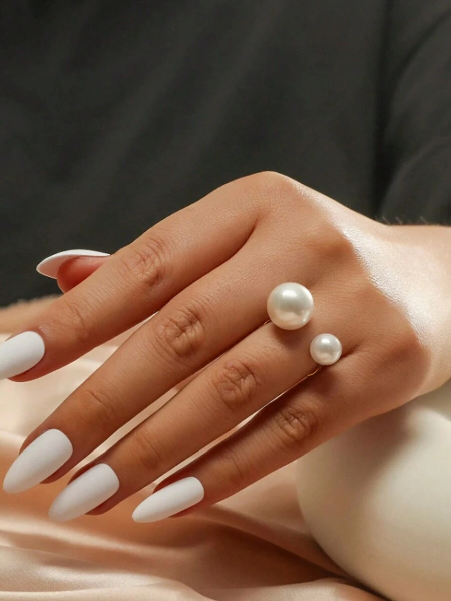 1pc Ins Style Simple & Openable Faux Pearl Ring For Women
