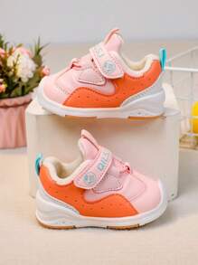 1 Đôi Bé Gái & Bé Trai Mờ Móc Và Vòng Đóng Bằng Mũi Tròn Ấm Áp Đi Bộ Giày Cho Mùa Đông - Hồng - Xem 1