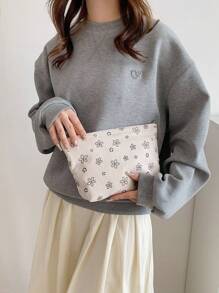 Túi đựng đồ trang điểm vải nhung kẻ họa tiết hoa dễ thương màu be Túi cầm tay Túi đựng mỹ phẩm Vải thoải mái, dung tích lớn, Túi đựng đồ du lịch di động có khóa kéo Túi đựng đồ vệ sinh cá nhân thiết yếu cho ký túc xá, Túi đựng đồ trang điểm Quà tặng cho bé gái Túi đựng đồ trang điểm Túi đựng đồ trang điểm Túi đựng đồ trang điểm - Màu be - Xem 5