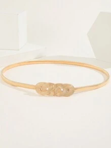 派对 1 件女士时尚弹性腰带，百搭配饰，适合连衣裙、毛衣、外套和裤子，夏季、秋季、万圣节 - 金色 - 查看 3