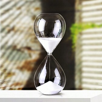 1pc 5-Minute Timer, Transparent Glass & White Sand, For Living Room/Bedroom/Study Room/Office Desktop Decoration Best Gifts Birthday Graduation