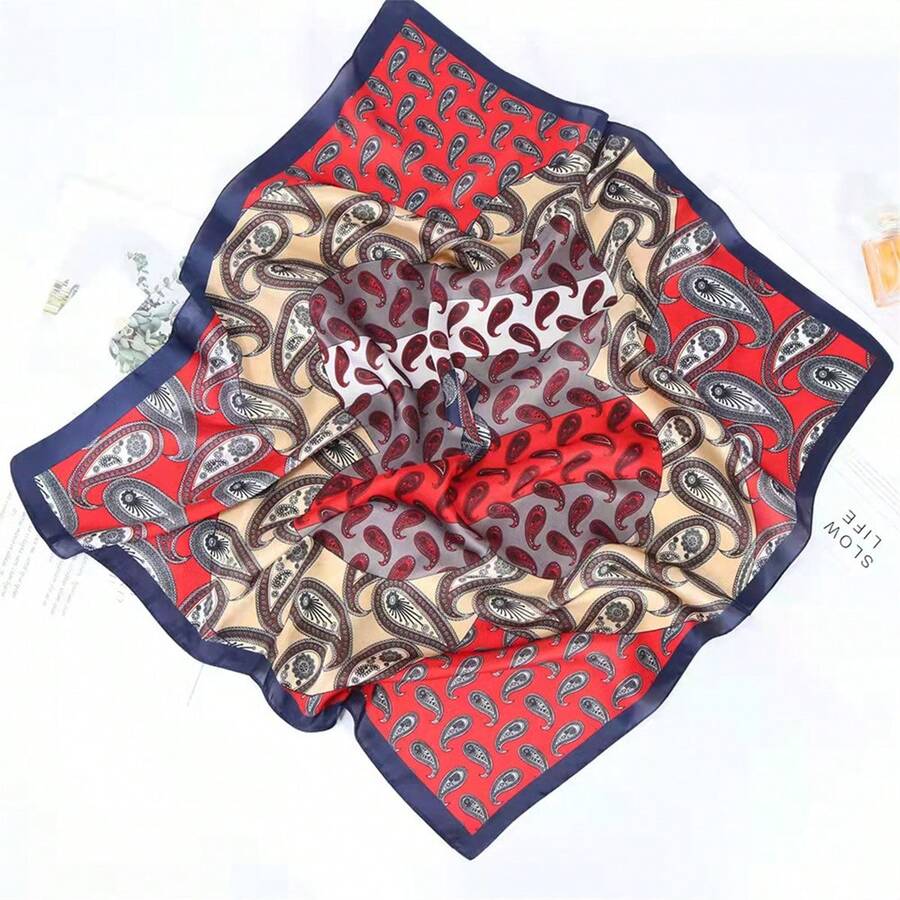 70*70cm 秋季多色真絲圍巾,百搭裝飾髮帶、方巾或圍巾