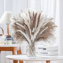 110pcs Dried Pampas Grass Decoration - 17.3" Natural Pampas Grass, Lagurus Ovatus & Reed Flower Bouquet For Wedding Bohemian Flower Home Table Decor, Rustic Farmhouse Party - Multicolor - View 3