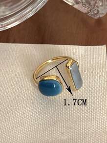 1pc Unique Light Luxury Contrast Color Adjustable Open Ring For Women - Yellow Gold - View 4