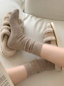3 pares de calcetines de tobillo holgados y cálidos de unicolor para mujer, clásicos a juego, para otoño e invierno