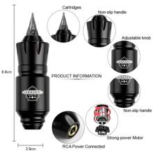 DMTATTOO Kit Completo De Máquina De Tatuaje Rocket Mini Con Fuente De Alimentación, Pluma Rotativa Y Agujas De Cartucho, Máquina De Maquillaje Permanente De Tatuaje Para Conjunto De Tatuaje - Rojo - Ver 3