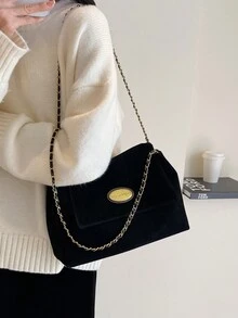 Large Capacity Women's Chain Shoulder Bag - Black - View 1