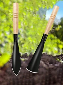 1入雙頭園藝鋼鏟,具尖頭和平頭,適用於挖掘土壤、除草、盆栽、種植、移栽、戶外花園農具