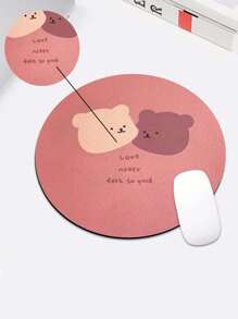 1pc 20*20cm Cartoon Round Velvet Mouse Pad For Small Desk Office Computer Mouse Pad - Dusty Pink - View 4