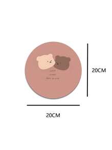 1pc 20*20cm Cartoon Round Velvet Mouse Pad For Small Desk Office Computer Mouse Pad - Dusty Pink - View 2