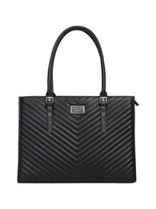 MOSISO Laptop Tote Bag for Women, 15.6 inch Computer Bag Compatible with MacBook, HP, Dell, Asus Notebook, 16 inch Large Capacity Quilted Leather Laptop Bag with Clutch Purse, Black - 黑色 - 查看 7