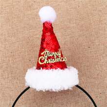 女孩聖誕裝飾用品銷售可愛頭飾髮飾帶英文字母聖誕帽頭帶 1 件