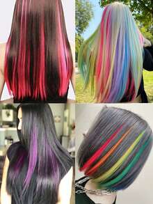 Extensiones De Cabello Sintético Con Punta En I, 16 Pulgadas, 10 Hebras, En Varios Colores, Sin Clips, Adecuadas Para Mujeres A La Moda Como Accesorio Para El Cabello De Color Violeta - Morado Violeta - Ver 5