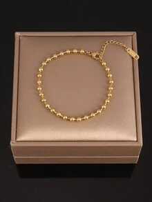 不鏽鋼手鍊珠子手鍊情侶手鍊簡約珠子手鍊,適用於女男性別珠寶禮物1件