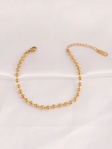 不鏽鋼手鍊珠子手鍊情侶手鍊簡約珠子手鍊,適用於女男性別珠寶禮物1件