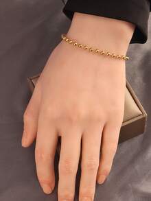 不鏽鋼手鍊珠子手鍊情侶手鍊簡約珠子手鍊,適用於女男性別珠寶禮物1件