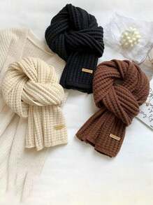 1條紅色針織圍巾,韓國風格,冬季保暖百搭可愛,適用於女性、情侶或學生