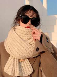 1條紅色針織圍巾,韓國風格,冬季保暖百搭可愛,適用於女性、情侶或學生