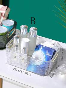 1個托盤,化妝品展示架,收納盒,書桌收納架,適用於護膚面膜,香水,沐浴用品,零食,糖果,梳妝台,浴室,臥室,客廳,衣櫃,櫥櫃,鏡櫃 - 白色 - 查看 3