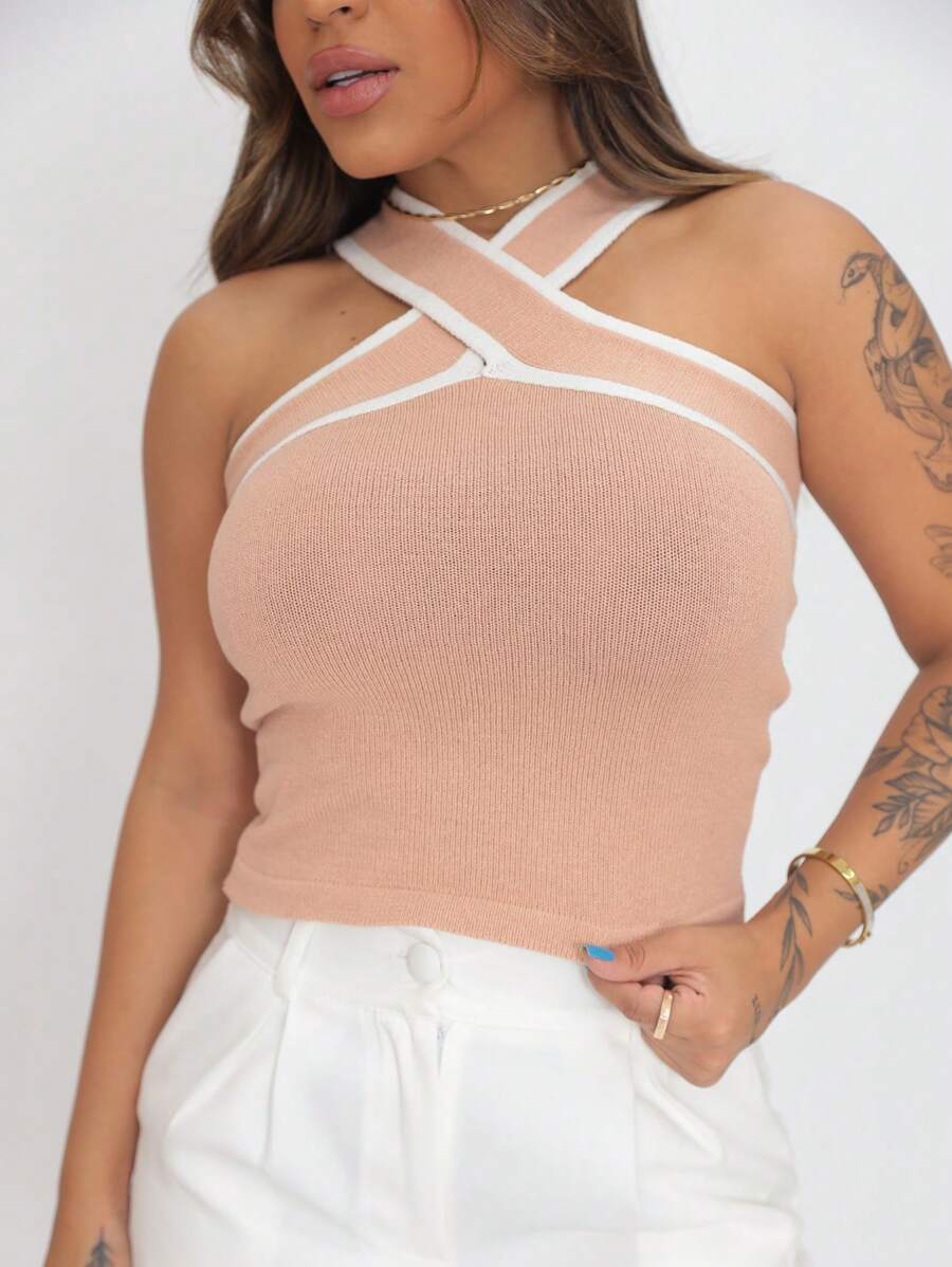 Women Knit Tops - Màu nâu  Mocha - Xem 1