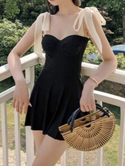 2025 New Arrival Women Wrap Skirt Style One-Piece Swimsuit, Sexy Yet Conservative, Tummy Slimming, Bust Enhancing, Ideal For Spa & Pool