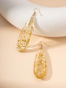 1對原創歐美設計的膠體 & 樹脂吊墜耳環,長髮銀色飾品,適合約會