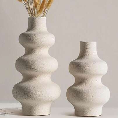 陶瓷花瓶 - 赤陶花瓶，白色花瓶，适合现代家居装饰、波西米亚风格装饰、农舍风格装饰、婚礼餐桌装饰、办公室装饰、家居装饰、花瓶、中心装饰品、餐桌装饰礼品、生日毕业典礼、房间装饰、玻璃花瓶