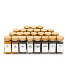 120ml Square Spice Jar With Bamboo Lid, Set Of 4 With Labels, 4oz Glass Seasoning Bottle - Clear - View 6