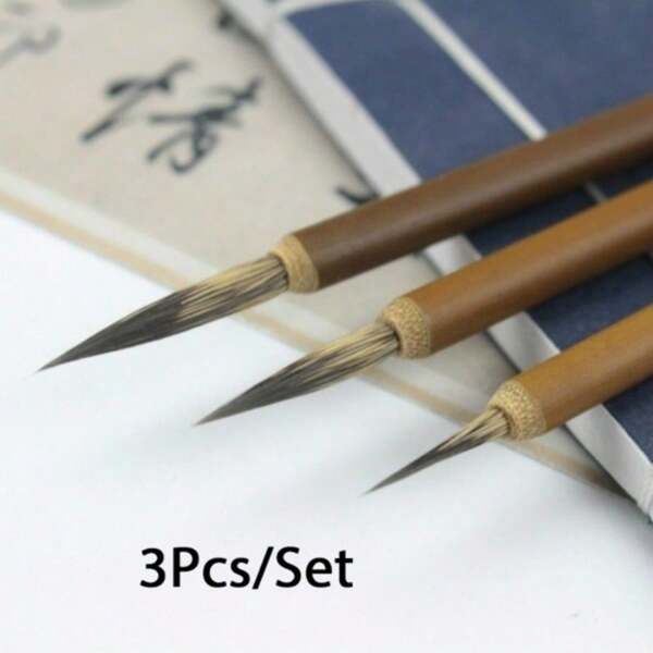 3 Peças/Conjunto Pincel de Cabelo Linha Fina Pintura Chinesa Pincel de Caligrafia Pincel de Pintura Pincel de Pintura a Óleo Volta às Aulas, Volta às Aulas, Materiais Escolares