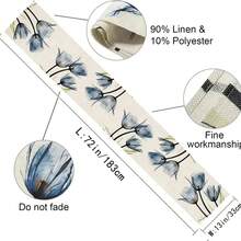1 Miếng Hoa oải hương Lanh Khăn trải bàn , Nhà nông Quốc gia Phong cách Khăn trải bàn 13 X 70 Inch , Cho mùa hè Theo mùa Ngày kỷ niệm Và Kỳ nghỉ Bàn ăn nhà bếp Đồ trang trí , Thích hợp Đối với Trong nhà Ngoài trời Nhà  Buổi tiệc Trang trí , Xanh - Màu xanh lam - Xem 2
