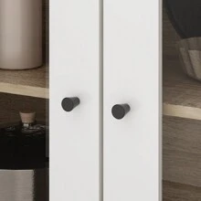 74.8" Tall Kitchen Pantry Cabinet with 4 Drawers, 4 Doors & Microwave Stand, Freestanding Hutch Cabinet with Buffet Cupboard for Kitchen, Dinningroom
