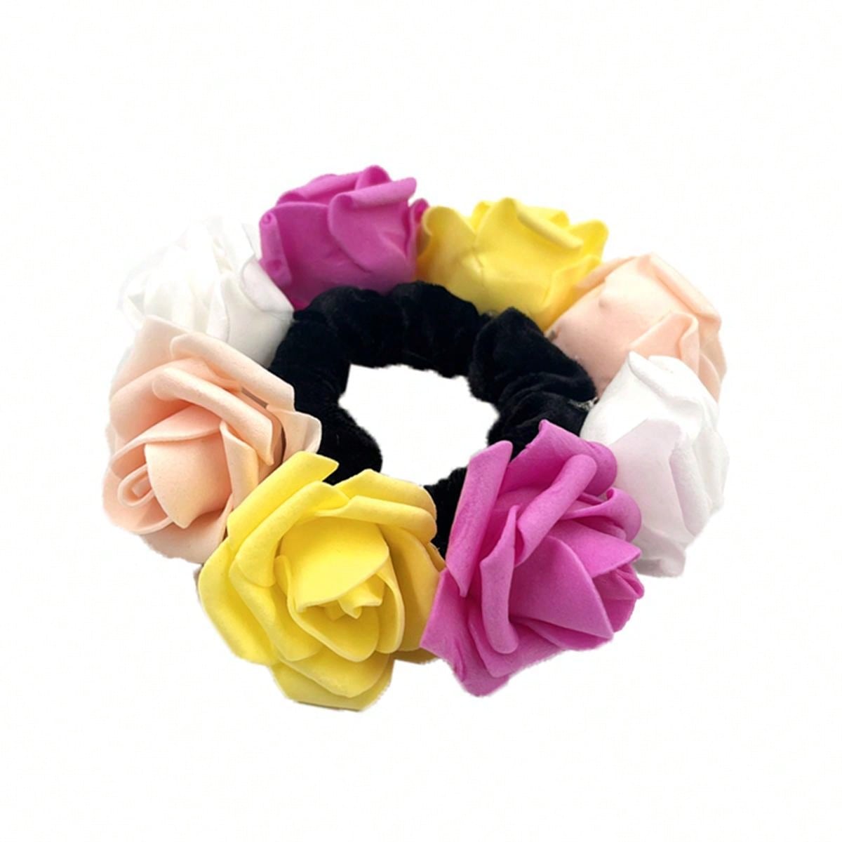 Pvc Foam Rose Design High Elasticity Hair Scrunchie For Making Bun Hair