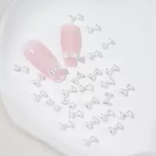 200 件美甲配件 DIY 可爱女孩美甲装饰迷你蝴蝶结和蝴蝶结 3D 美甲水钻指甲饰指甲宝石美甲用品指甲 - 白色 - 查看 2