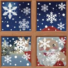 27pcs Christmas Decorations Snowflake Electrostatic Sticker Window Glass Sticker Christmas Sticker Snowflake Window Sticker - White - View 4