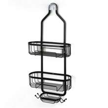 Bathroom Hanging Shower Organizer, Overhead Shower Caddy With Razor And Sponge Hooks, Rustproof, Black - Black - View 7