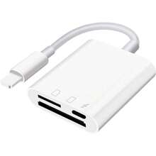 SD Card Reader Compatible With IPhone IPad,Micro SD Card Reader Memory Card Reader Plug And Play Trail Camera Viewer SD Card Adapter,Simultaneous Charging And Card Reading Micro SD Card Adapter - White - View 1
