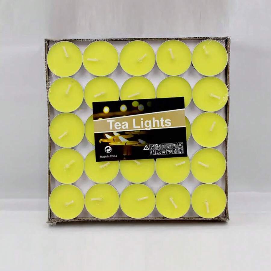 50 piezas Kit de Velas, Mini velas de colores, Velas pequeñas para decoración, Manualidades y Más - Amarillo - Ver 1