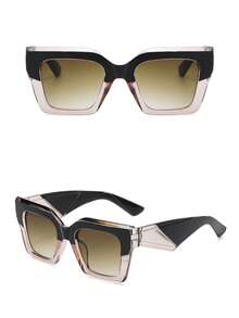 1pc Square Large Frame Y2k Style Fashion Glasses - Ombre - View 4